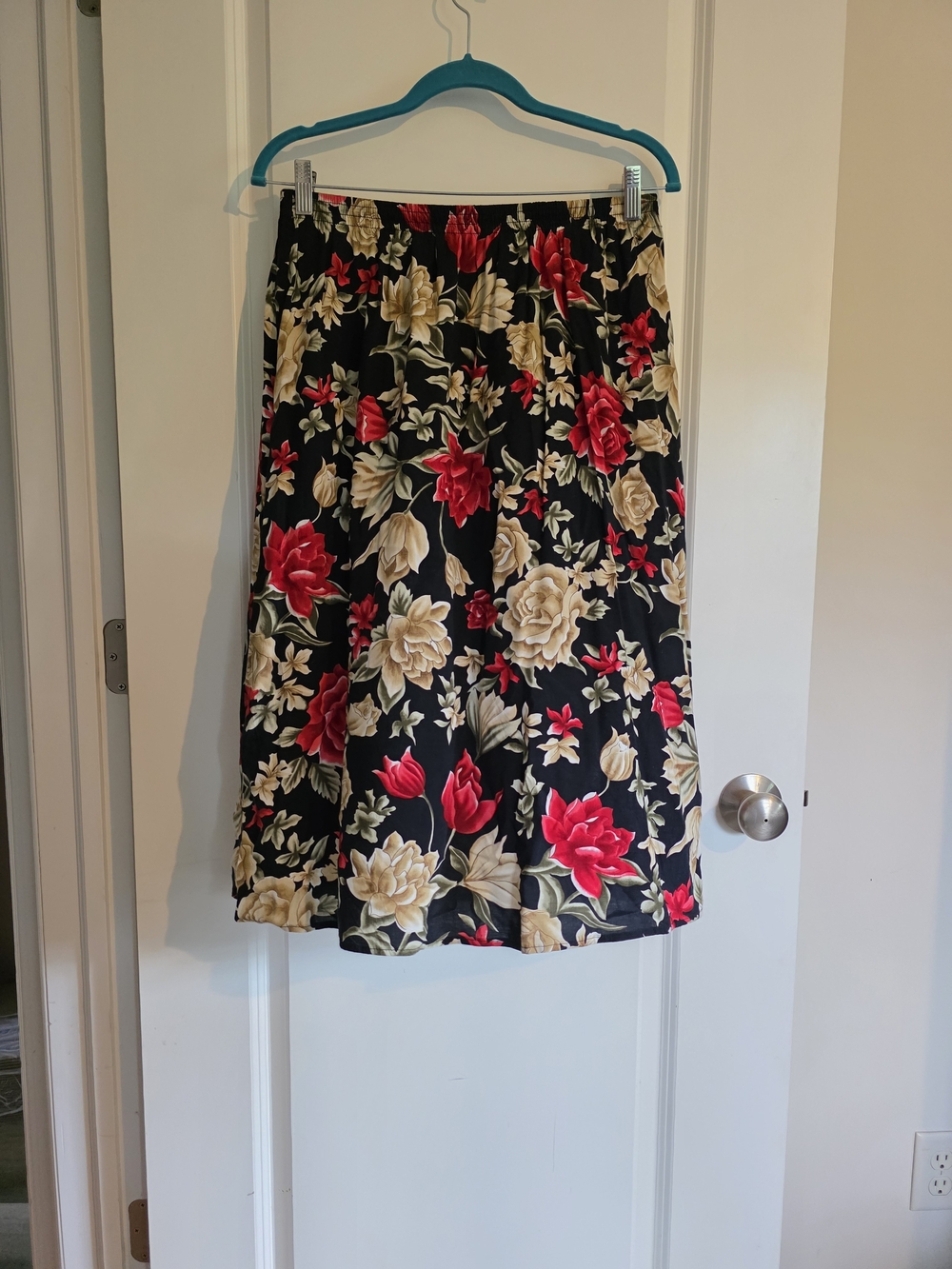 Vintage 90s Blair Boutique Botanical Floral Elastic Waist Pull On Midi Skirt